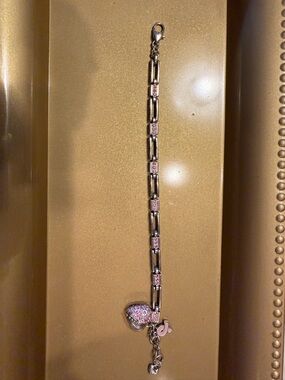 Brighton Silver and Pink Charm Bracelet